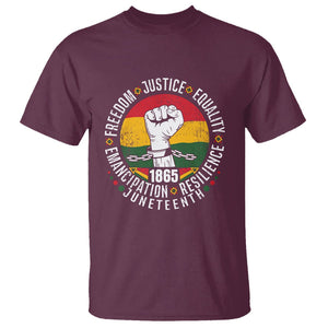 Juneteenth Fist T Shirt Freedom Justice Equality Emancipation Resilience TS01 Maroon Printyourwear