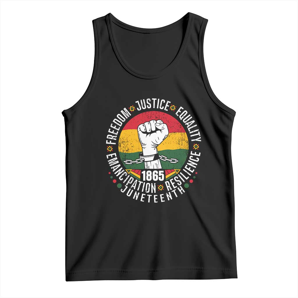 Juneteenth Raised Fist Tank Top Freedom Justice Equality Emancipation Resilience TS01 Black Print Your Wear