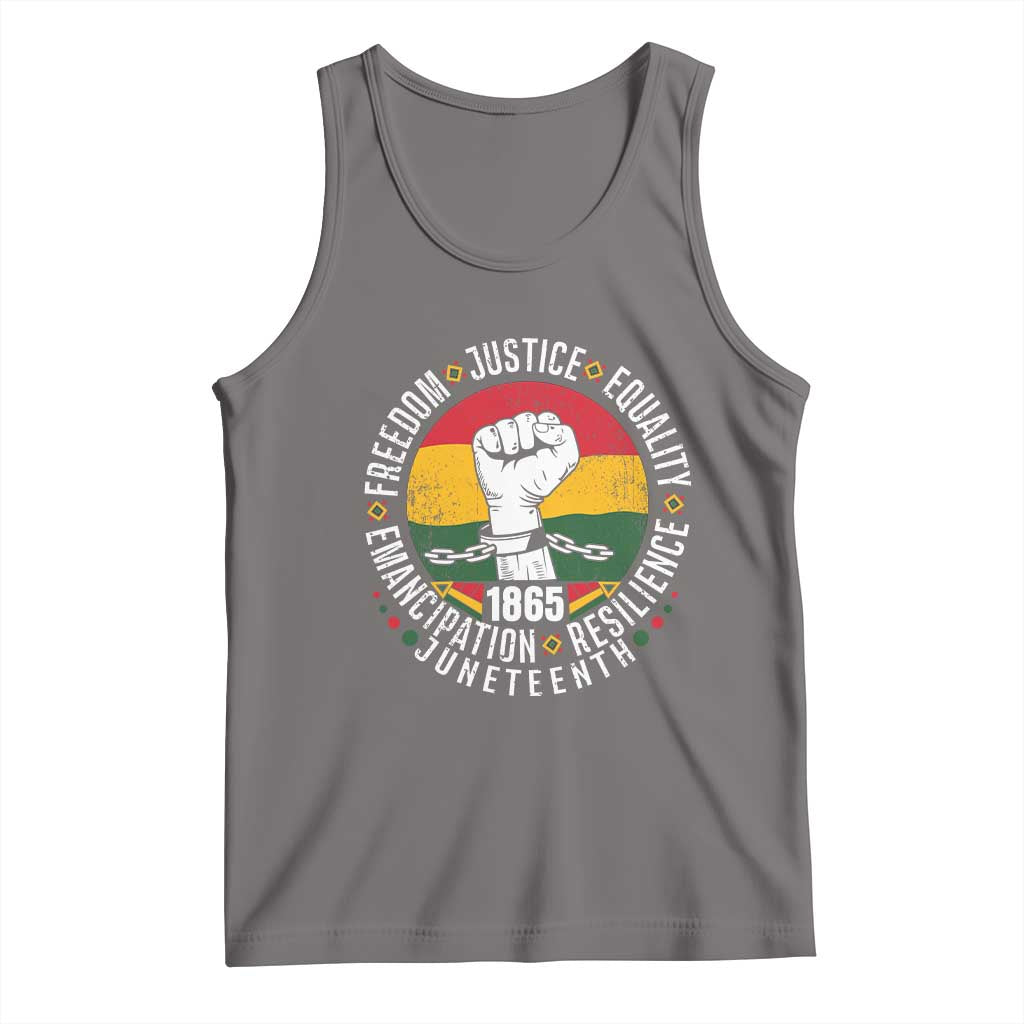 Juneteenth Raised Fist Tank Top Freedom Justice Equality Emancipation Resilience TS01 Deep Heather Print Your Wear