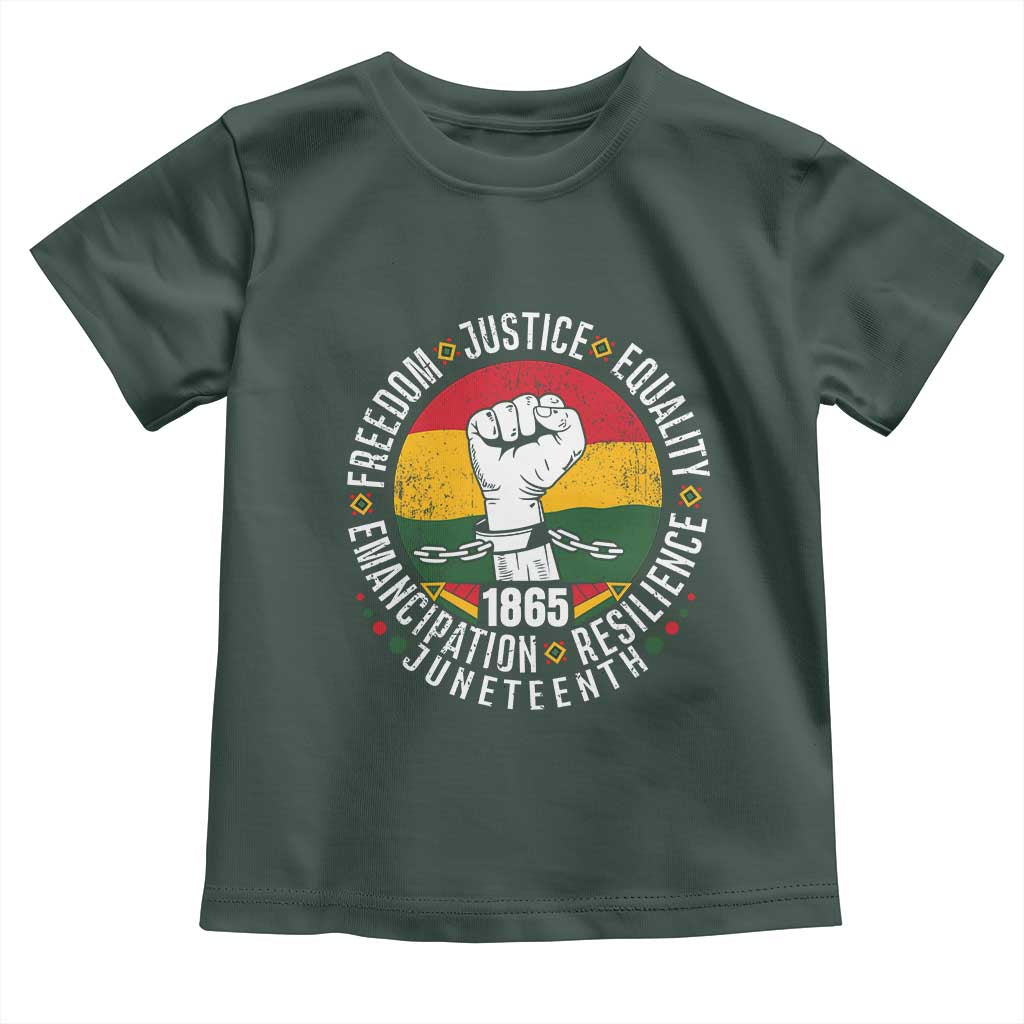 Juneteenth Raised Fist Toddler T Shirt Freedom Justice Equality Emancipation Resilience TS01 Dark Forest Green Print Your Wear
