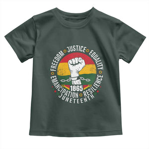 Juneteenth Raised Fist Toddler T Shirt Freedom Justice Equality Emancipation Resilience TS01 Dark Forest Green Print Your Wear