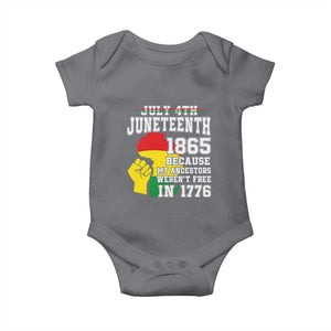 Juneteenth 1865 Baby Onesie Because My Ancestors Weren't Free In 1776 Raised Fist TS01 Charcoal Print Your Wear