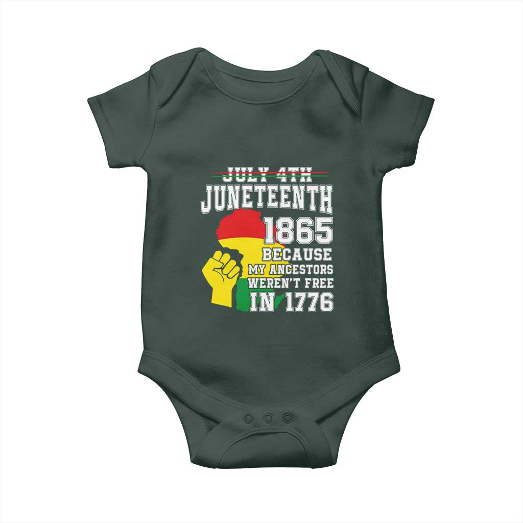 Juneteenth 1865 Baby Onesie Because My Ancestors Weren't Free In 1776 Raised Fist TS01 Print Your Wear