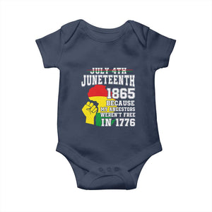Juneteenth 1865 Baby Onesie Because My Ancestors Weren't Free In 1776 Raised Fist TS01 Navy Print Your Wear