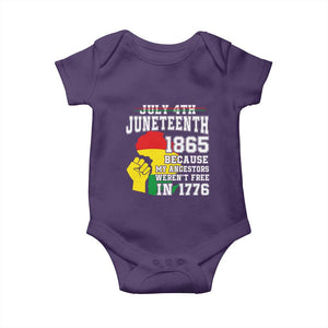 Juneteenth 1865 Baby Onesie Because My Ancestors Weren't Free In 1776 Raised Fist TS01 Purple Print Your Wear