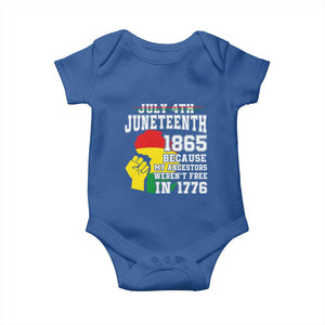 Juneteenth 1865 Baby Onesie Because My Ancestors Weren't Free In 1776 Raised Fist TS01 Royal Blue Print Your Wear
