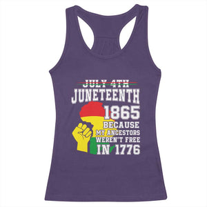 Juneteenth 1865 Racerback Tank Top Because My Ancestors Weren't Free In 1776 Raised Fist TS01 Purple Print Your Wear