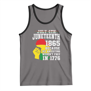 Juneteenth 1865 Tank Top Because My Ancestors Weren't Free In 1776 Raised Fist TS01 Deep Heather Black Print Your Wear