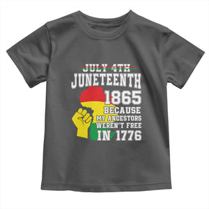 Juneteenth 1865 Toddler T Shirt Because My Ancestors Weren't Free In 1776 Raised Fist TS01 Dark Heather Print Your Wear