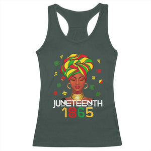 Melanin Queen Racerback Tank Top 1865 Juneteenth Celebrate African American Freedom Day TS01 Dark Forest Green Print Your Wear