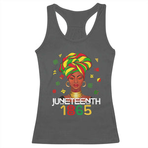 Melanin Queen Racerback Tank Top 1865 Juneteenth Celebrate African American Freedom Day TS01 Dark Heather Print Your Wear