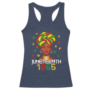 Melanin Queen Racerback Tank Top 1865 Juneteenth Celebrate African American Freedom Day TS01 Navy Print Your Wear