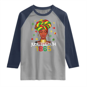 Melanin Queen Raglan Shirt 1865 Juneteenth Celebrate African American Freedom Day TS01 Sport Gray Navy Print Your Wear