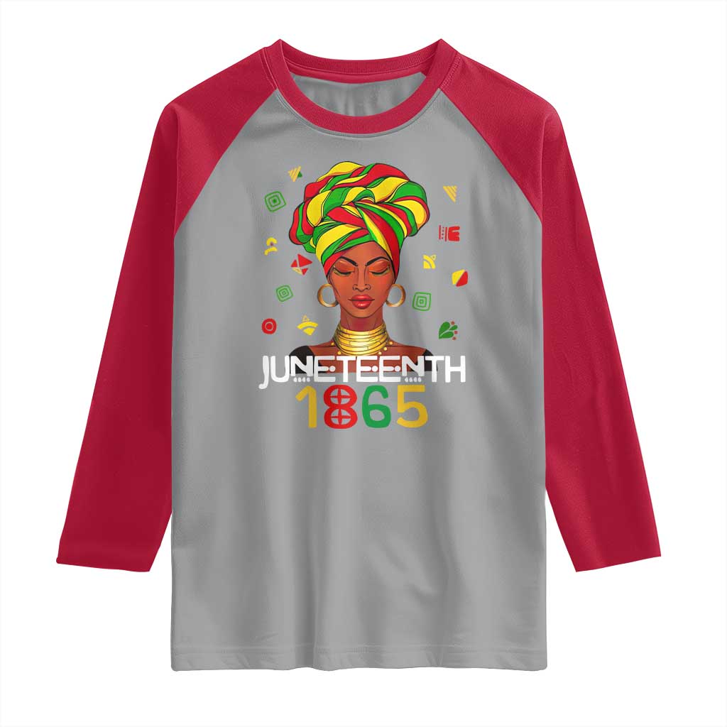 Melanin Queen Raglan Shirt 1865 Juneteenth Celebrate African American Freedom Day TS01 Sport Gray Red Print Your Wear