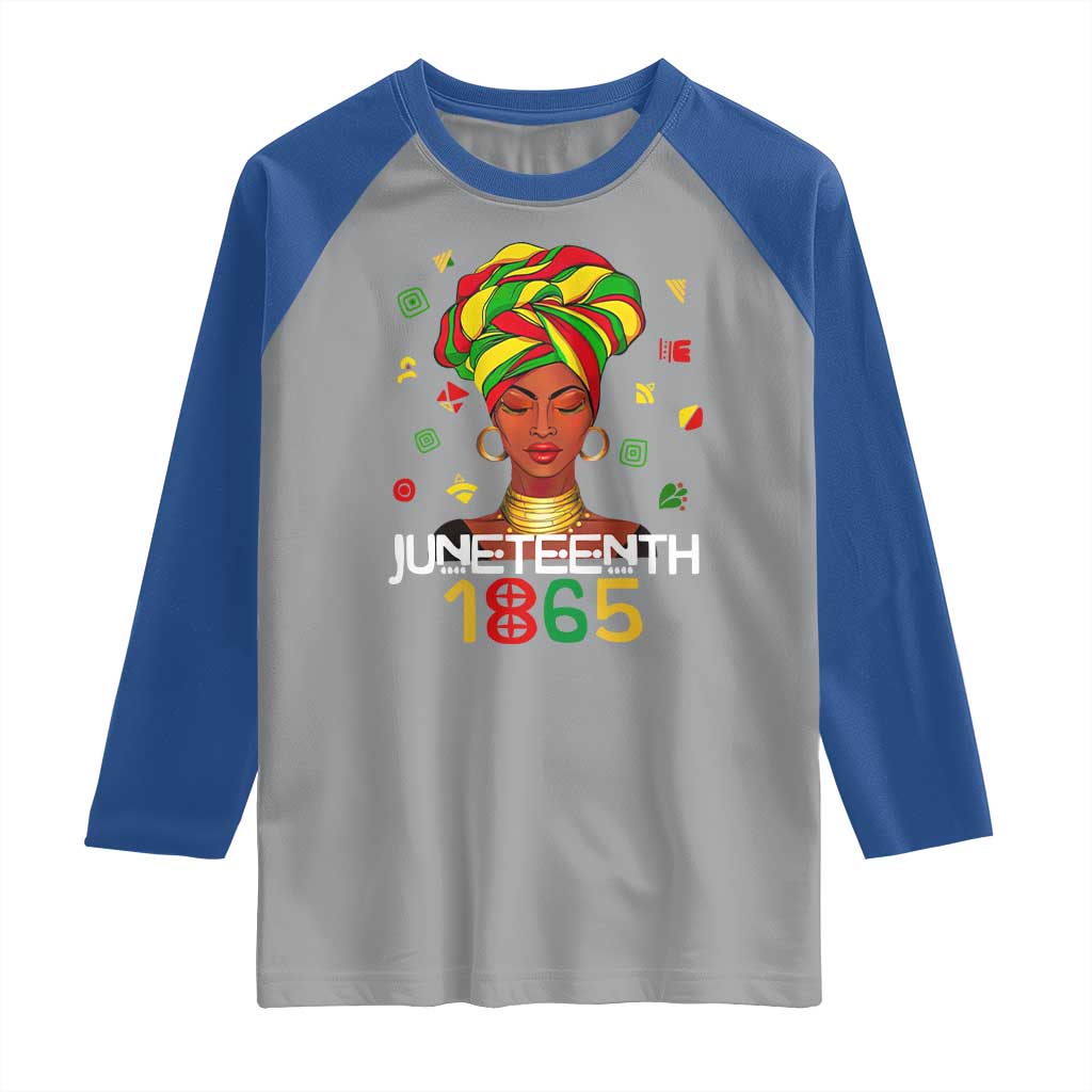 Melanin Queen Raglan Shirt 1865 Juneteenth Celebrate African American Freedom Day TS01 Sport Gray Royal Print Your Wear