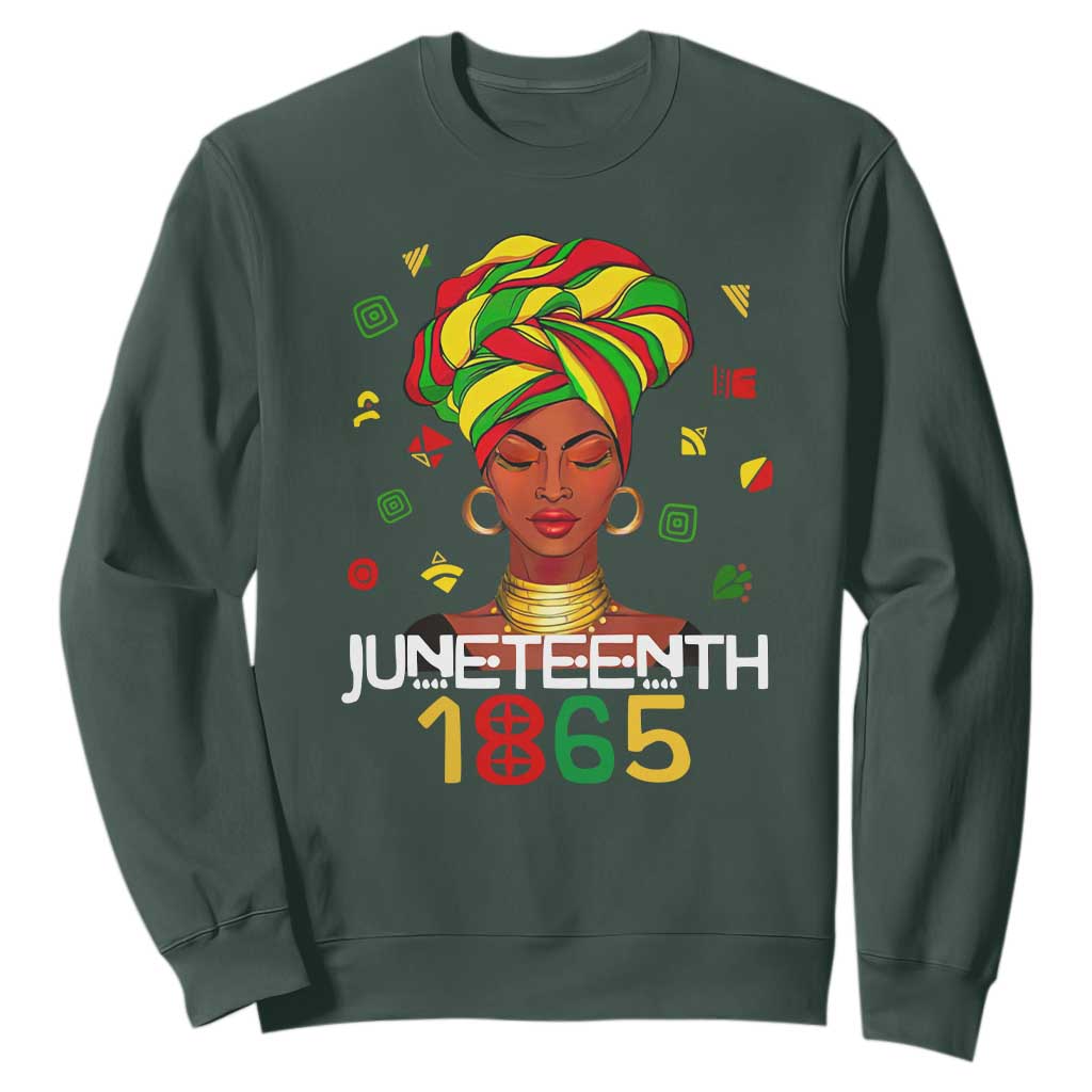 Melanin Queen Sweatshirt 1865 Juneteenth Celebrate African American Freedom Day for Women TS01 Dark Forest Green Printyourwear