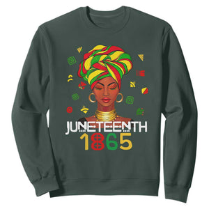 Melanin Queen Sweatshirt 1865 Juneteenth Celebrate African American Freedom Day for Women TS01 Dark Forest Green Printyourwear