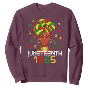 Melanin Queen Sweatshirt 1865 Juneteenth Celebrate African American Freedom Day for Women TS01 Maroon Printyourwear