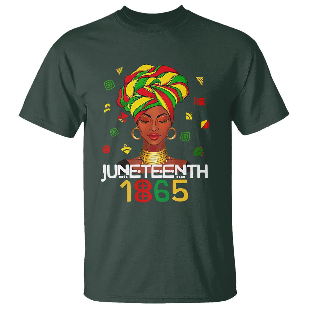 Melanin Queen T Shirt 1865 Juneteenth Celebrate African American Freedom Day for Women TS01 Dark Forest Green Printyourwear