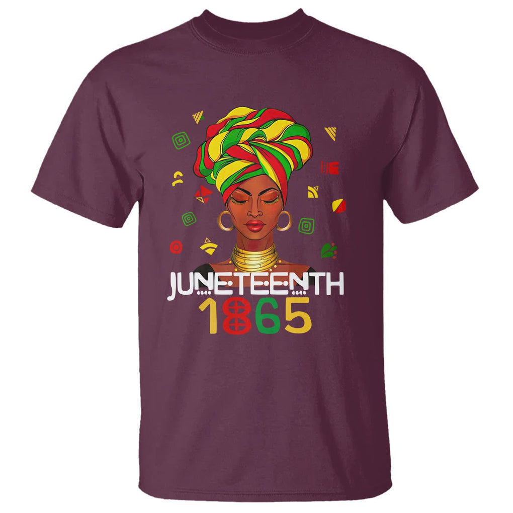 Melanin Queen T Shirt 1865 Juneteenth Celebrate African American Freedom Day for Women TS01 Maroon Printyourwear