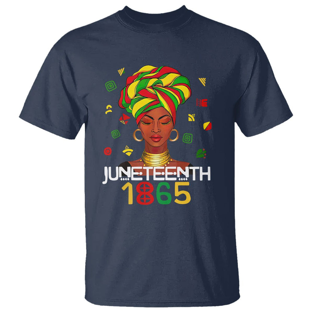 Melanin Queen T Shirt 1865 Juneteenth Celebrate African American Freedom Day for Women TS01 Navy Printyourwear