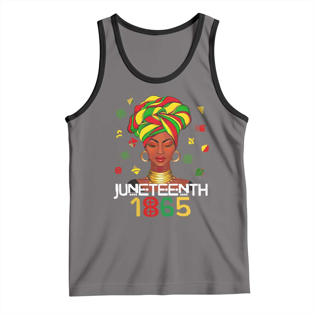 Melanin Queen Tank Top 1865 Juneteenth Celebrate African American Freedom Day TS01 Deep Heather Black Print Your Wear