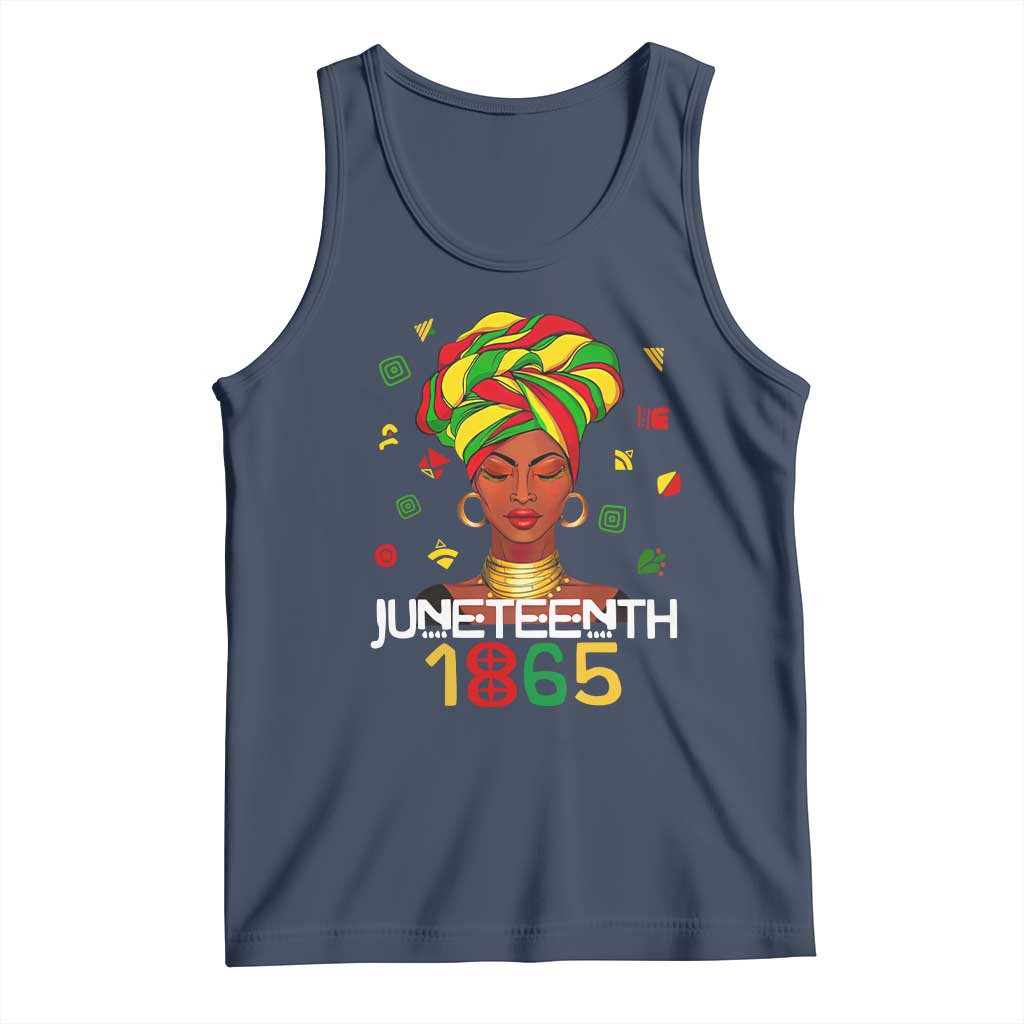 Melanin Queen Tank Top 1865 Juneteenth Celebrate African American Freedom Day TS01 Navy Print Your Wear