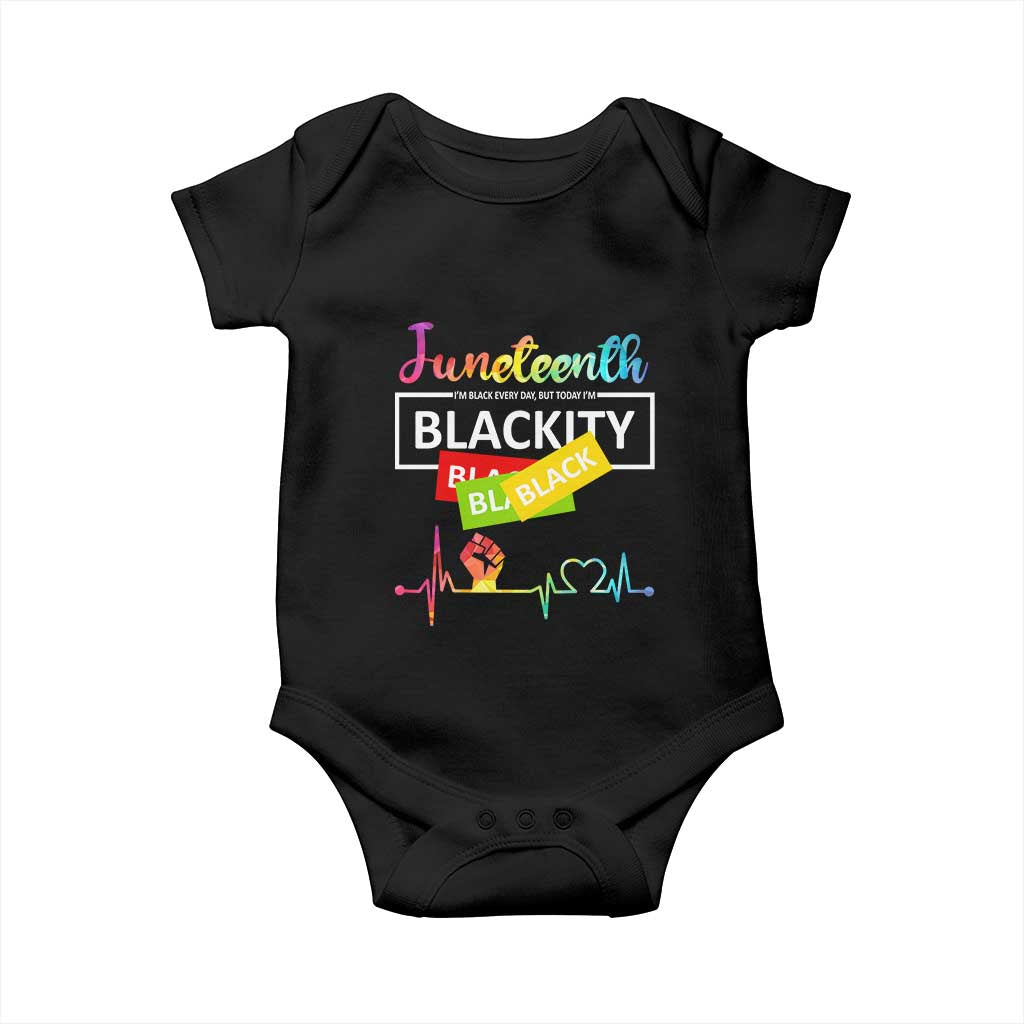 Juneteenth 1865 Baby Onesie Blackity Heartbeat TS01 Black Print Your Wear