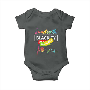 Juneteenth 1865 Baby Onesie Blackity Heartbeat TS01 Dark Heather Print Your Wear