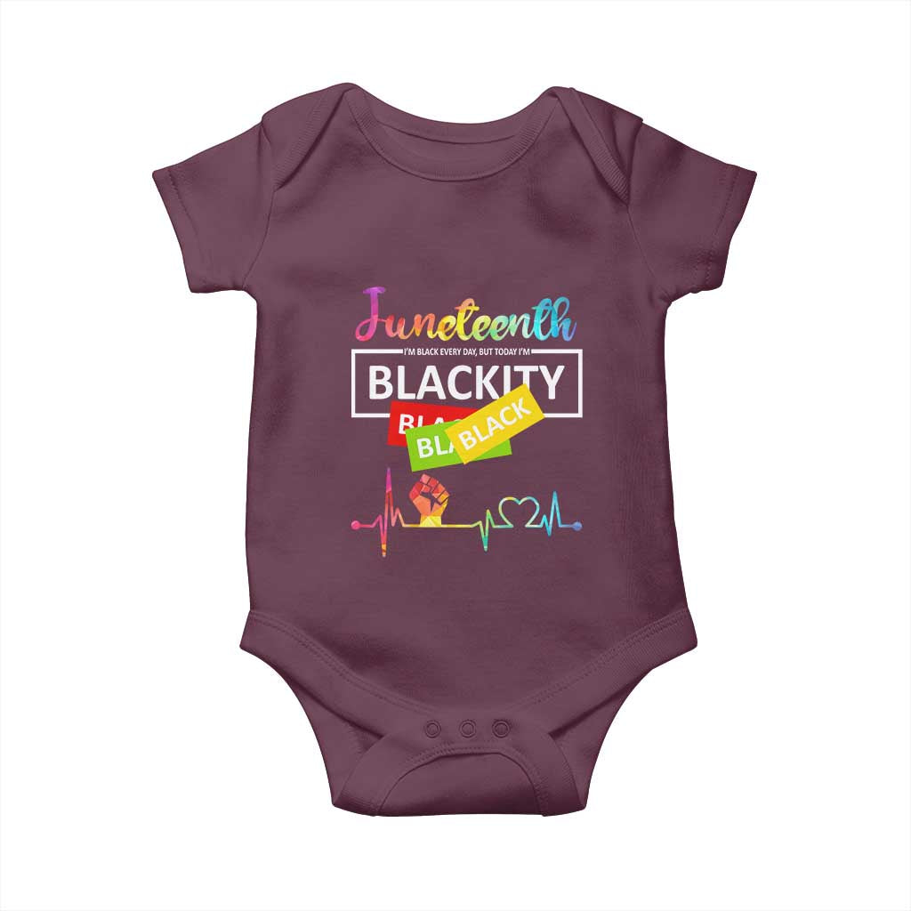 Juneteenth 1865 Baby Onesie Blackity Heartbeat TS01 Maroon Print Your Wear