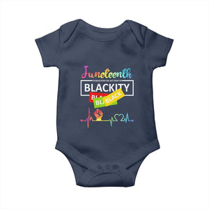 Juneteenth 1865 Baby Onesie Blackity Heartbeat TS01 Navy Print Your Wear