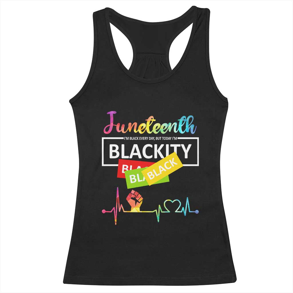 Juneteenth 1865 Racerback Tank Top Blackity Heartbeat TS01 Black Print Your Wear