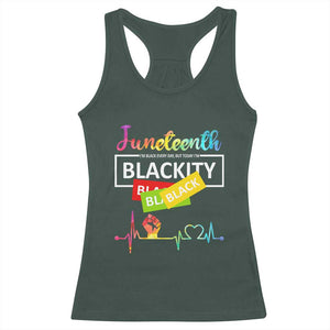 Juneteenth 1865 Racerback Tank Top Blackity Heartbeat TS01 Dark Forest Green Print Your Wear