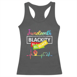 Juneteenth 1865 Racerback Tank Top Blackity Heartbeat TS01 Dark Heather Print Your Wear