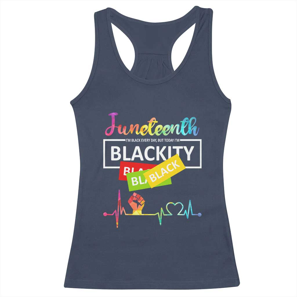 Juneteenth 1865 Racerback Tank Top Blackity Heartbeat TS01 Navy Print Your Wear
