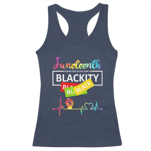 Juneteenth 1865 Racerback Tank Top Blackity Heartbeat TS01 Navy Print Your Wear