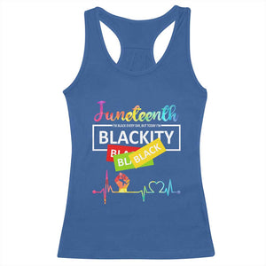 Juneteenth 1865 Racerback Tank Top Blackity Heartbeat TS01 Royal Blue Print Your Wear
