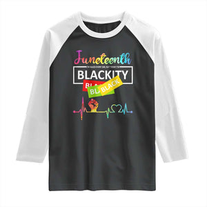 Juneteenth 1865 Raglan Shirt Blackity Heartbeat TS01 Black White Print Your Wear