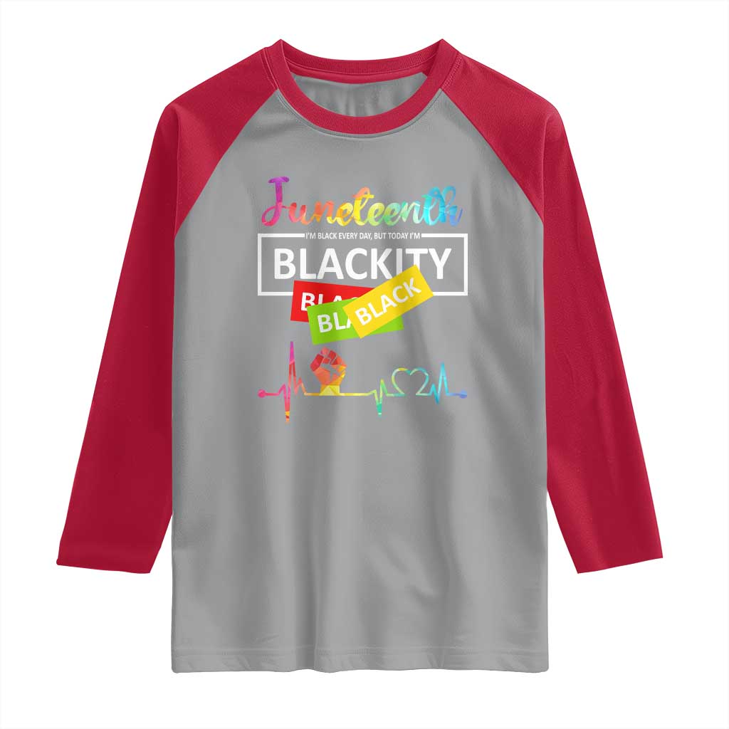 Juneteenth 1865 Raglan Shirt Blackity Heartbeat TS01 Sport Gray Red Print Your Wear