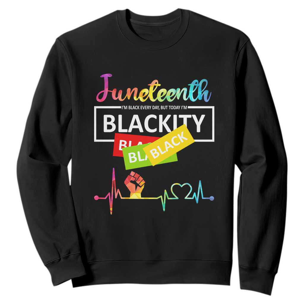 Juneteenth Sweatshirt Blackity Heartbeat TS01 Black Printyourwear