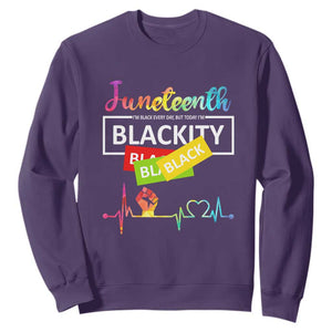 Juneteenth Sweatshirt Blackity Heartbeat TS01 Purple Printyourwear