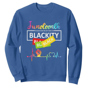 Juneteenth Sweatshirt Blackity Heartbeat TS01 Royal Blue Printyourwear