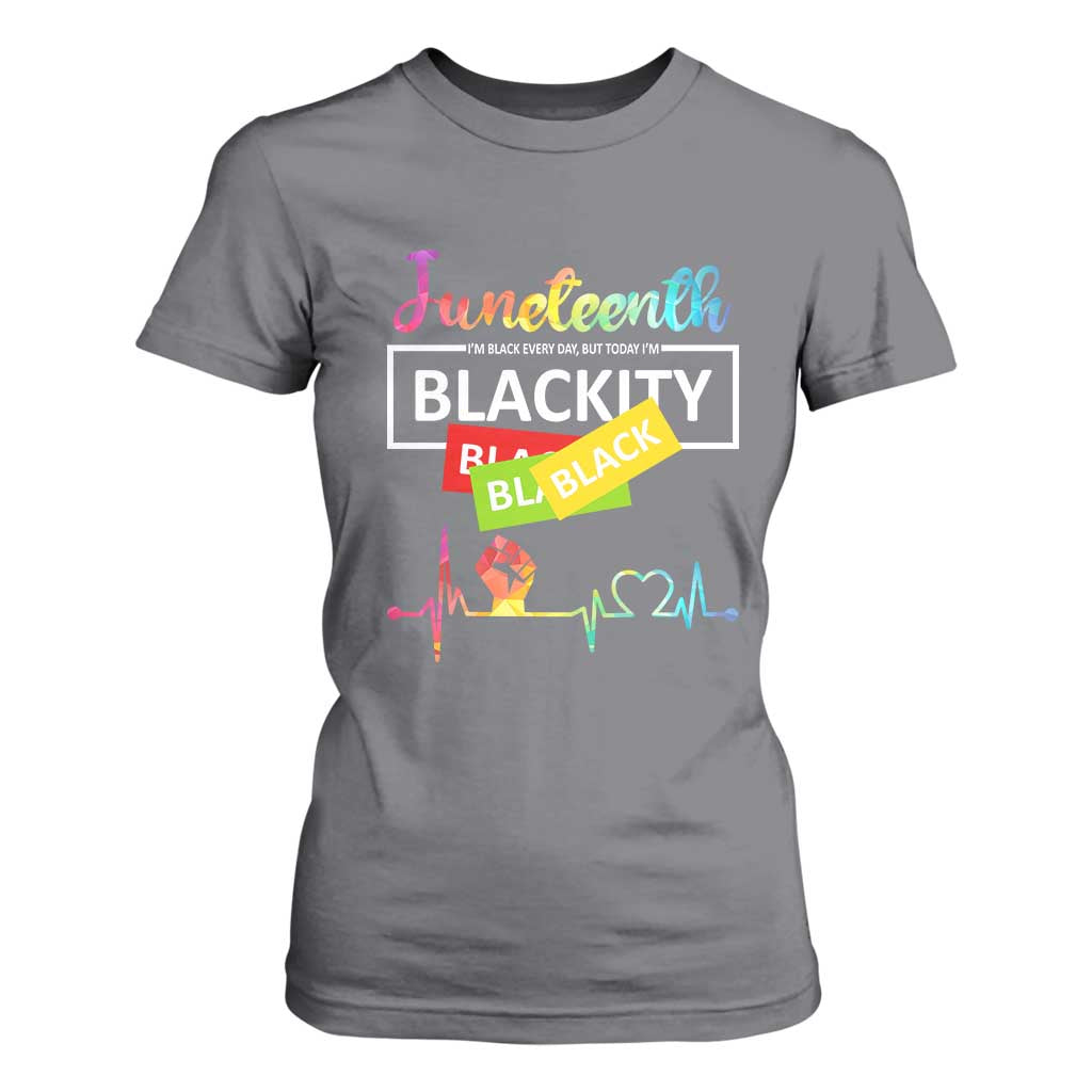 Juneteenth 1865 T Shirt For Women Blackity Heartbeat TS01 Charcoal Print Your Wear