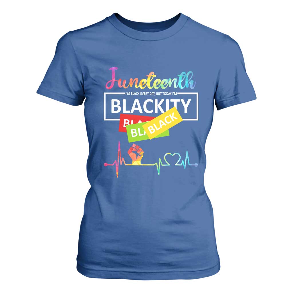 Juneteenth 1865 T Shirt For Women Blackity Heartbeat TS01 Royal Blue Print Your Wear