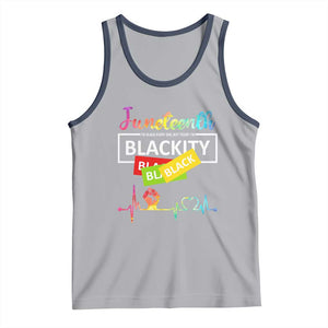 Juneteenth 1865 Tank Top Blackity Heartbeat TS01 Athletic Heather Navy Print Your Wear