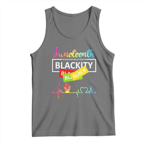 Juneteenth 1865 Tank Top Blackity Heartbeat TS01 Black Heather Print Your Wear