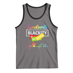 Juneteenth 1865 Tank Top Blackity Heartbeat TS01 Deep Heather Black Print Your Wear