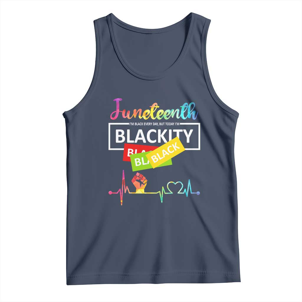Juneteenth 1865 Tank Top Blackity Heartbeat TS01 Navy Print Your Wear
