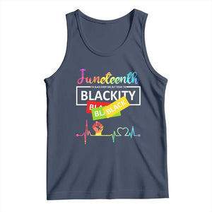 Juneteenth 1865 Tank Top Blackity Heartbeat TS01 Navy Print Your Wear