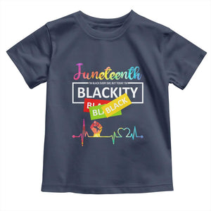Juneteenth 1865 Toddler T Shirt Blackity Heartbeat TS01 Navy Print Your Wear